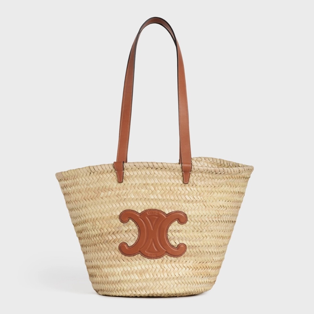Celine Raffia Medium Triomphe Bag